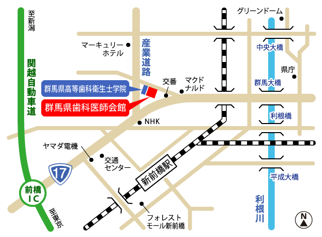 群馬県歯科医師会周辺案内図